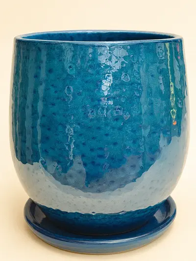 Mavi Çift Sırlı 26 Cm -  Saksilar - Lalezar Botanik